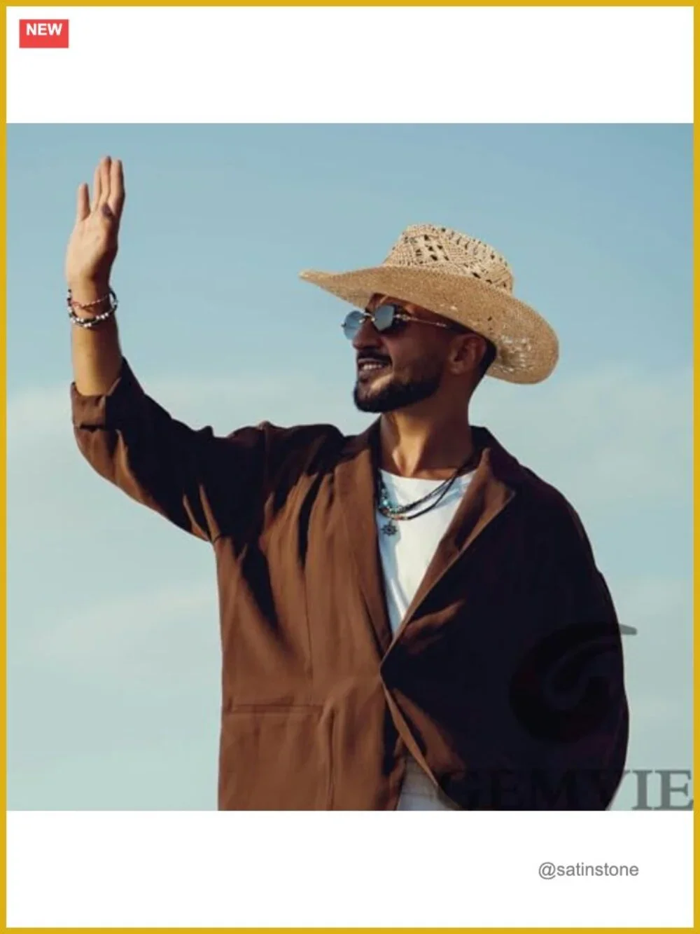 Straw Cowboy Sun Hat Roll Up Brim Hollow Out Breathable Adjustable